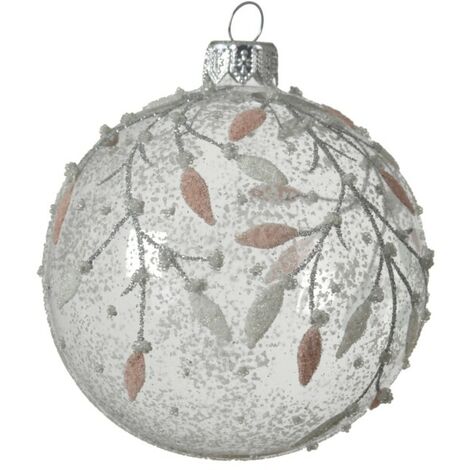 Pallina di Natale trasparente eco-foglia, diametro 8 cm