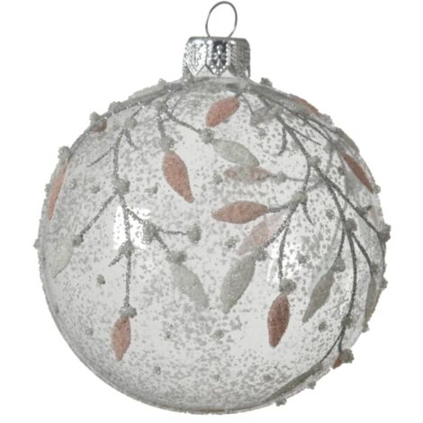 Pallina di Natale trasparente eco-foglia, diametro 8 cm
