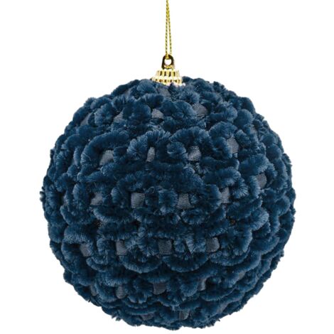 Pallina in velluto Blu per albero di natale sfera natalizia particolare -Ø 8 cm