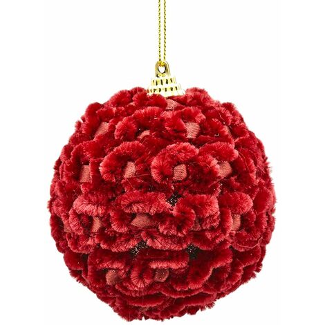 Pallina In Velluto Bordeaux Per Albero Di Natale Sfera Natalizia Particolare O 8 Cm 682650 0