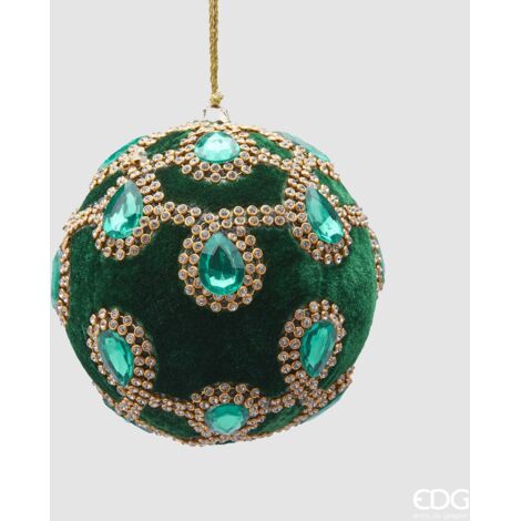 Pallina in velluto colore verde con gemme per albero di Natale decorazioni natalizie