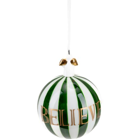 Pallina in vetro colore verde e bianco con angelo per albero di Natale -Ø 12 cm