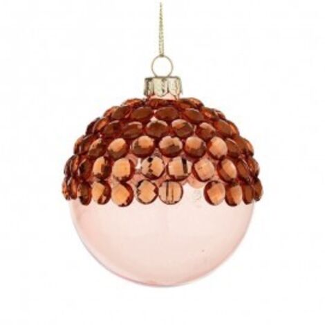 PALLINA IN VETRO JEWEL SALMONE Ø8CM NATALE ADDOBBI ALBERO