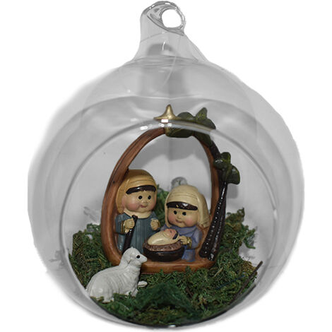 Pallina in vetro soffiato ampolla aperta palla con nativita sacra famiglia addobbi decorazioni natalizie per albero di natale