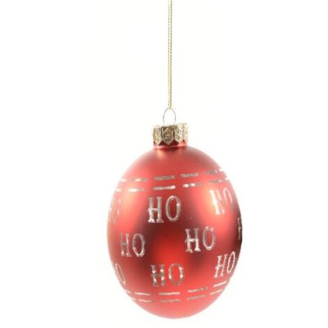 Pallina natalizia decorativa "Ho-Ho" in vetro per albero di Natale Ø 10 cm -Rosso
