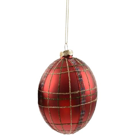 Pallina natalizia in vetro tartan per albero di Natale Ø 10 cm