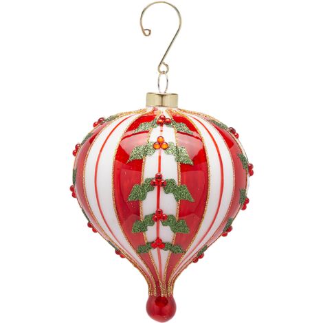 Pallina per albero di Natale a righe "Trottola" da Ø 8,5 x 12 cm