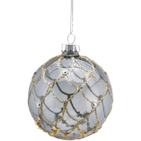 Pallina per albero di Natale Balze pendaglio decorativo Grigio da 8 cm
