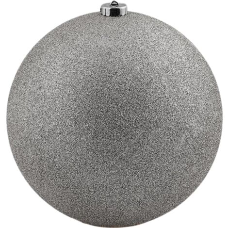 Pallina per albero di Natale, colore Argento, in poliresina da Ø 15 cm con glitter