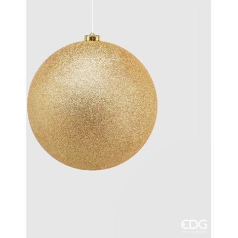 Pallina per albero di Natale, colore Oro, in poliresina con glitter -Ø 15 cm