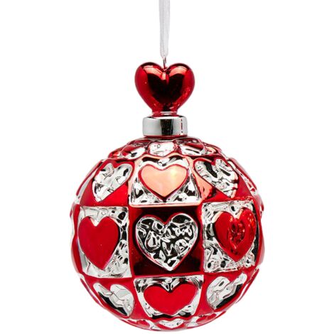 Pallina per albero di Natale "Decorazione Cuori" da 9 cm -Bianco