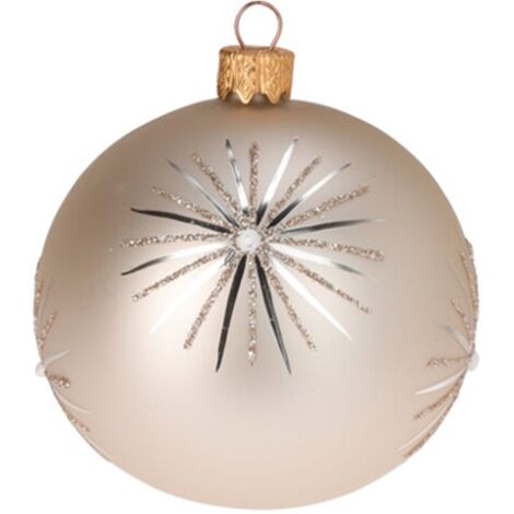 Pallina per albero di Natale, in Vetro, color oro con glitter per decorazioni natalizie 6 pz