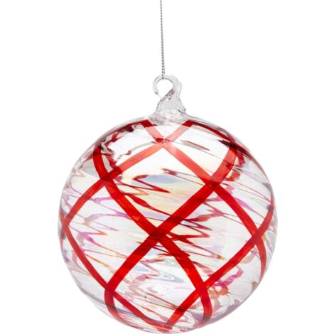 Pallina per albero di Natale in vetro, con decorazione ad intreccio, rosso trasparente Ø 12 cm -Rosso