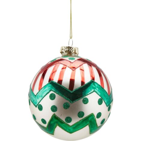 Pallina per albero di Natale in vetro, decorazione ZigZag Ø 10 cm