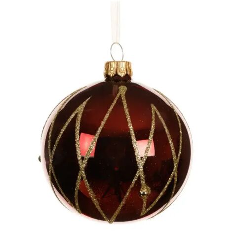 Pallina Vt con linee incrociate verticali lucide d8cm sangue di bue