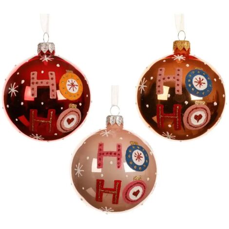 Pallina Vt opaca Ho-Ho-Ho d8cm ass