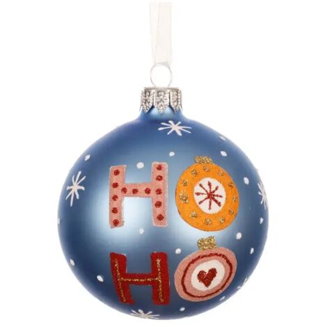 Pallina Vt opaca Ho-Ho-Ho d8cm blu sky