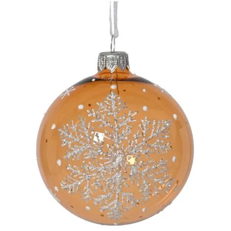 Pallina Vt trasparente d.8cm lucido fiocco di neve brandy