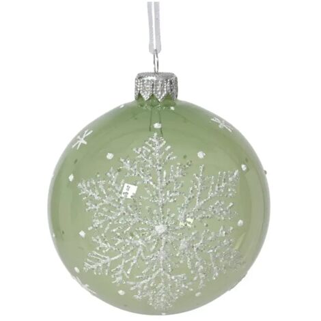 Pallina Vt trasparente d.8cm lucido fiocco di neve verde macha