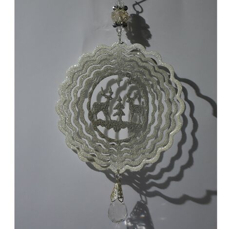 Palline 3D Addobbi per albero di natale in bianco metallo da decorazioni natalizi
