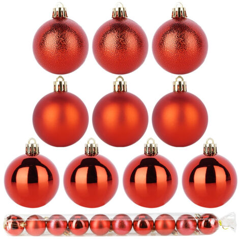 PALLINE ANTIFRANTUMAZIONE PER ALBERO DI NATALE, ROSSE, DECORAZIONI PER ALBERO DI NATALE, 5 CM, 10 PEZZI