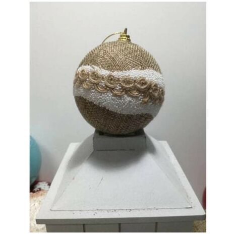 Palline beige juta ricamata decorazioni da addobbi natalizi per albero di natale d 10 cm