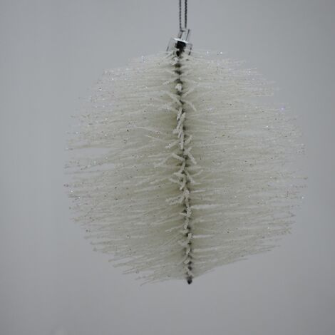 Palline bianca con aghi 10 cm 4pz per decorazioni da addobbi natalizi per albero di natale