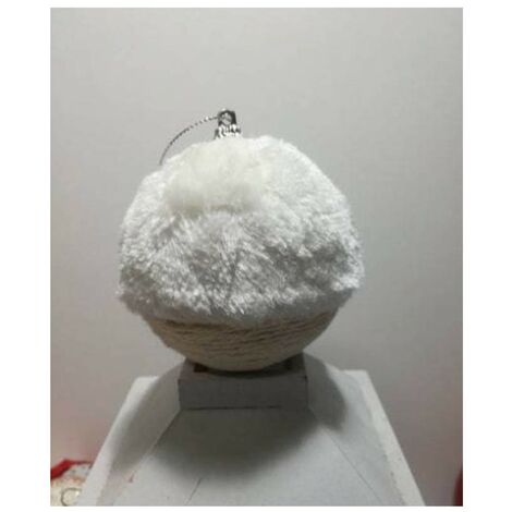 Palline bianca con corda e pelliccia per decorazioni da addobbi natalizi per albero di natale d 7 cm