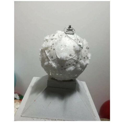 Palline bianca lavorata da decorazioni addobbi natalizi per albero di natale d 7 cm
