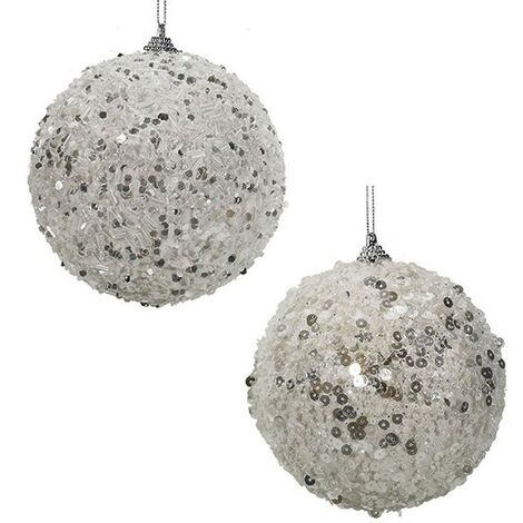 Palline bianche per Albero di Natale set di 16 sfere Decorazioni natalizie addobbi moderne particolari casa 6cm