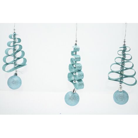 Palline celeste glitterato 16cm 5pz decorazioni per albero di natale addobbi natalizi