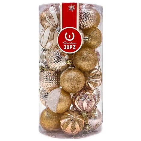 Palline decorative colore Argento e Champagne per Albero di Natale Confezione 30 pz Wisdom