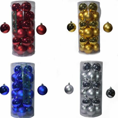 Palline Decorazioni natalizie addobbi per Albero di Natale Rosso oro blu argento 25 sfere cm 8 satinate lucide ghirlande casa - colorigenerali: ARGENTO