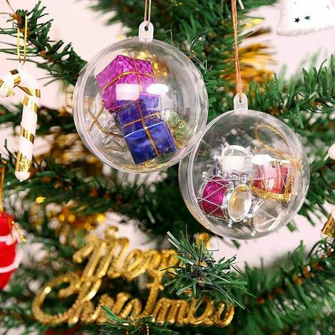 Palline di Natale Ø 10 cm, mini palline trasparenti da riempire, in plastica, ideali per alberi di Natale, Pasqua, compleanni, matrimoni, addobbi per camerette, palline da bagno,