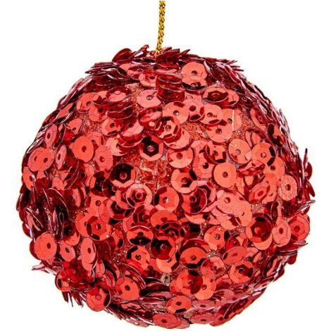 Palline di Natale - Ø 10 cm - Plastica - Rossa - Da appendere