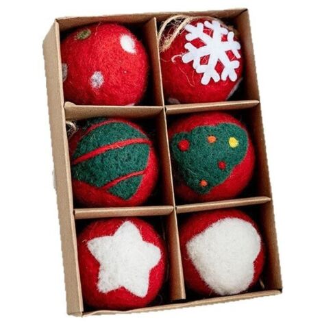 palline di Natale in feltro di lana con motivo a fiocco di neve, decorazioni fai da te per l'albero di Natale