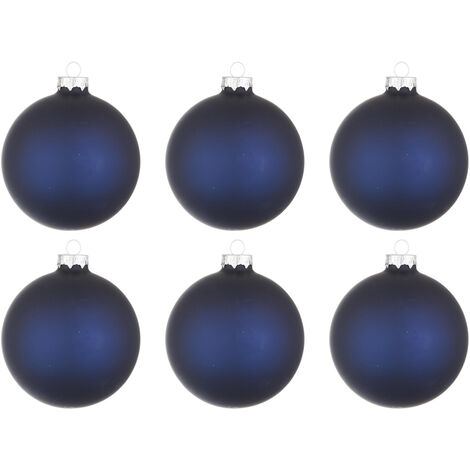 Palline di Natale in Vetro Blu Opaco Addobbi Decorazioni Natalizie Albero - Diametro: 60 mm