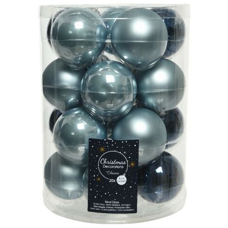Palline di Natale in vetro da appendere 6 cm Blu. Set 20