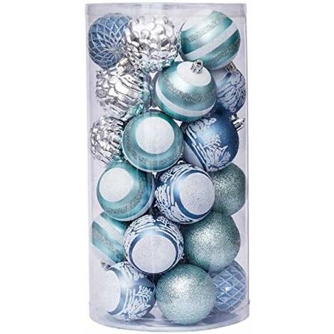 Palline di Natale, ornamenti dipinti a colori scintillanti da 60 mm e palline da appendere per la decorazione dell'albero di Natale 30 pezzi (blu)