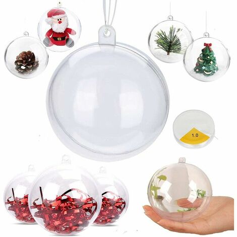 Palline di Natale Set di 10 Palline di Plastica Trasparente per Natale Pasqua Compleanno (Confezione 10/7cm)