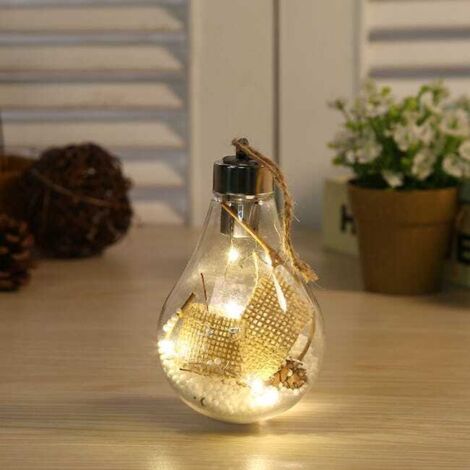 palline di Natale trasparenti decorazione natalizia simulazione creativa lampadina albero di Natale ciondolo decorativo palla di plastica C