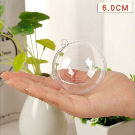 Palline di riempimento in acrilico fai-da-te Dimensioni assortite 4-12 cm Ornamenti in plastica trasparente Decorazione per albero di Natale Confezione da 10 (6 cm)