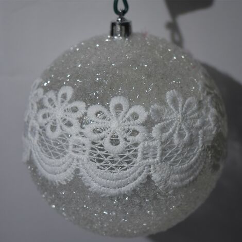 Palline in bianco da addobbi per albero di natale decorazioni natalizie cm 10