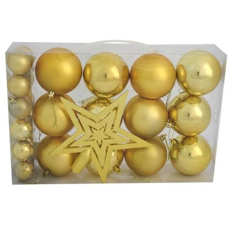 Palline in oro con puntale per albero di natale da decorazioni addobbi Pz 25