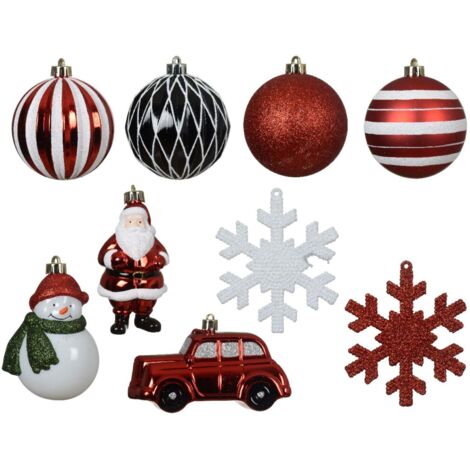 Palline in plastica infrangibile per albero decorazione natalizia mix box da 25 pezzi