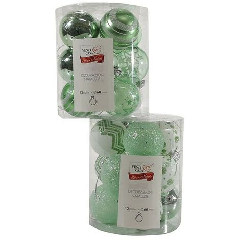 Palline in verde bianco per albero di natale da decorazioni addobbi cm6 set da 24