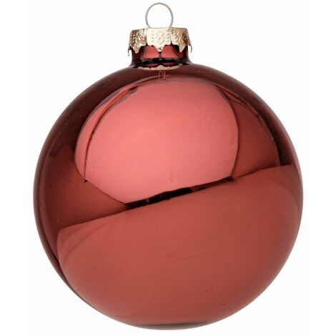 Palline in vetro "Bossa Nova Lucido" tinta unita per albero di Natale moderno -10 cm - 4 sfere