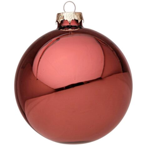 Palline in vetro "Bossa Nova Lucido" tinta unita per albero di Natale moderno -8 cm - 6 sfere