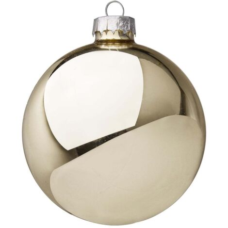 Palline in vetro "Champagne Lucido" tinta unita per albero di Natale moderno -15 cm - 1 sfera