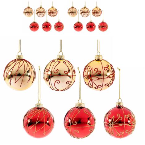 Palline in vetro colorato da appendere per albero di Natale - 12 pezzi, diametro 8 centimetri